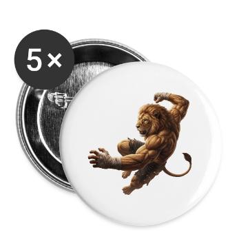 Lion in the Leap - Buttons large 2.2''/56 mm (5-pack) - white - Front