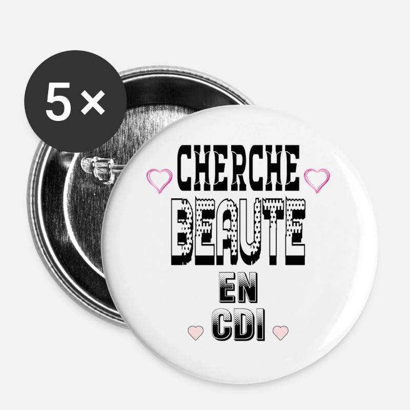 Looking for beauty on a permanent contract - Buttons large 2.2''/56 mm (5-pack) - white