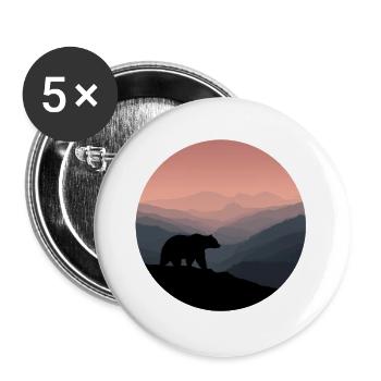 ours brun sauvage - Lot de 5 grands badges (56 mm) - blanc - Devant