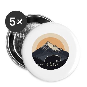 Wild Brown Bear - Buttons large 2.2''/56 mm (5-pack) - white - Front