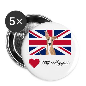 LUVMYWHIPPET (Noir) - Lot de 5 grands badges (56 mm) - blanc - Devant