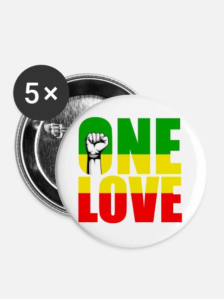 reggae - Buttons groß 56 mm (5er Pack) - Weiß
