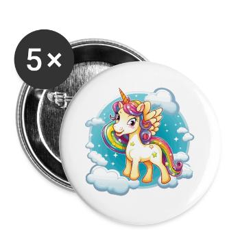Rainbow Unicorn Cloud Magic - Buttons large 2.2''/56 mm (5-pack) - white - Front