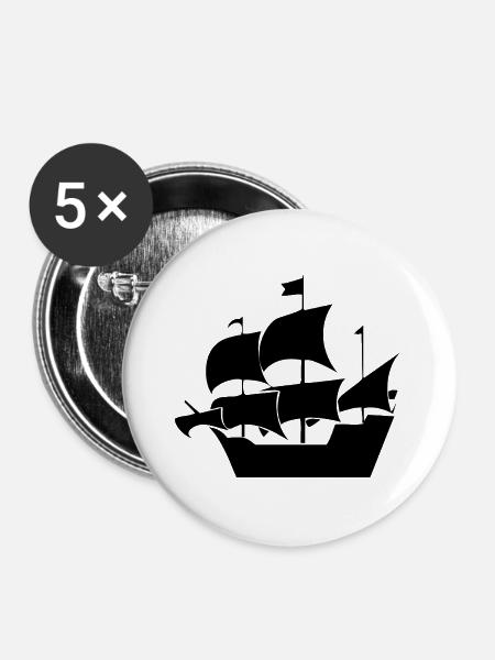 Segeln - Buttons groß 56 mm (5er Pack) - Weiß