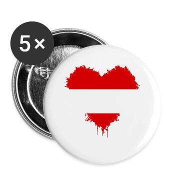 Austria Flag Heart Austria Heart Austria - Buttons large 2.2''/56 mm (5-pack) - white - Front