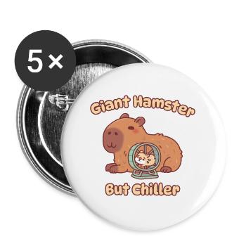 Cute Capybara Giant Hamster But Chiller - Buttons large 2.2''/56 mm (5-pack) - white - Front