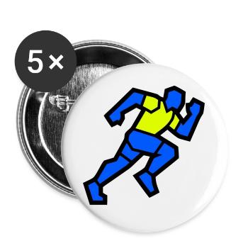 Schneller Polygon Läufer Marathon Team - Buttons groß 56 mm (5er Pack) - Weiß - Vorne