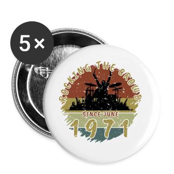 55th Birthday Rocking the crowd DRM 06/1971 - Buttons large 2.2''/56 mm (5-pack) - white - Front