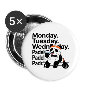 Lundi mardi Mercredi Padel - Lot de 5 grands badges (56 mm) - blanc - Devant