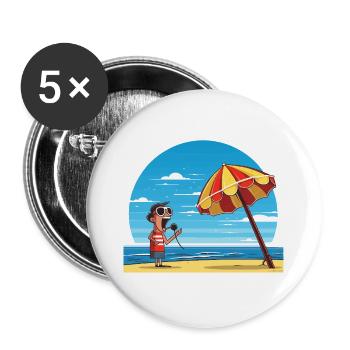 Beach song under umbrella - Buttons large 2.2''/56 mm (5-pack) - white - Front