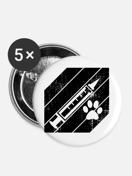 Spritze - Buttons groß 56 mm (5er Pack) - Weiß