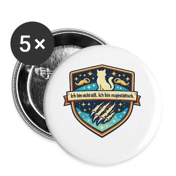Majestätisches Katzenstern Abzeichen - Buttons groß 56 mm (5er Pack) - Weiß - Vorne
