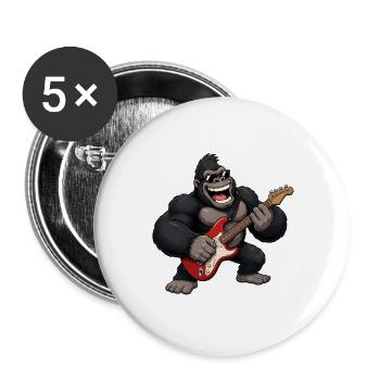 Gorilla with guitar - Buttons large 2.2''/56 mm (5-pack) - white - Front