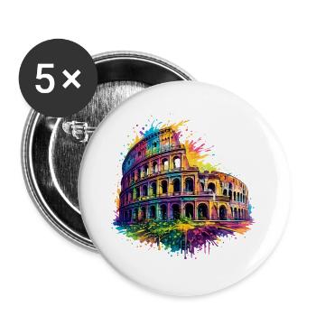 Kolosseum Rom buntes Splash Design Italien - Buttons groß 56 mm (5er Pack) - Weiß - Vorne