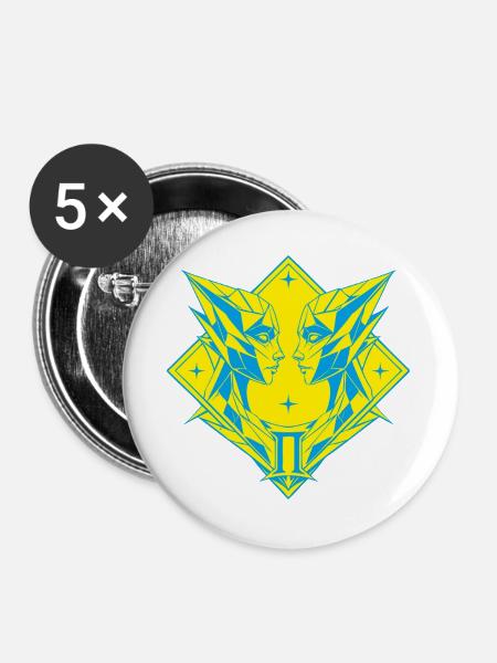 Zwillinge – Dualität & Balance - Buttons groß 56 mm (5er Pack) - Weiß