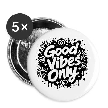 Good Vibe Only Graffiti Motif - Lot de 5 grands badges (56 mm) - blanc - Devant