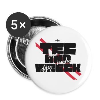 Tec & Wreck Scuba Diving Technischer Taucher - Buttons groß 56 mm (5er Pack) - Weiß - Vorne