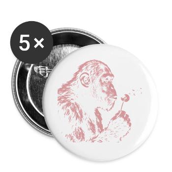  Chimpanzee Blowing Dandelion Art Monkey Nature - Buttons groß 56 mm (5er Pack) - Weiß - Vorne