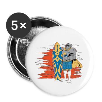 Chevalier surfeur dans le soleil couchant - Lot de 5 grands badges (56 mm) - blanc - Devant