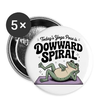 Abwärts spiralförmiges Frosch-Yoga-Meme - Buttons groß 56 mm (5er Pack) - Weiß - Vorne