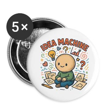 Idea Machine: Kreatives Denkspiel - Buttons groß 56 mm (5er Pack) - Weiß - Vorne