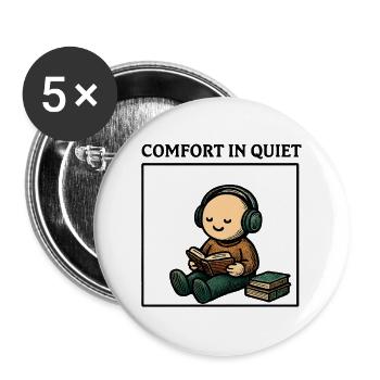 Silence while reading with headphones - Buttons large 2.2''/56 mm (5-pack) - white - Front