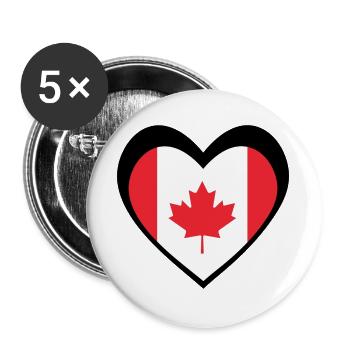 Black Maple Heart – Bold Modern Canada - Lot de 5 grands badges (56 mm) - blanc - Devant