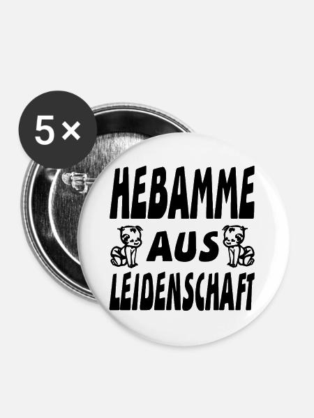 Hebamme - Buttons groß 56 mm (5er Pack) - Weiß
