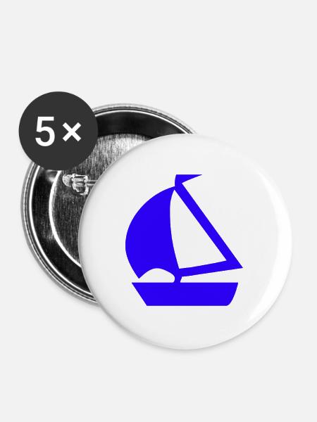 Segeln - Buttons groß 56 mm (5er Pack) - Weiß