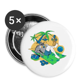 Entspannter Ritter am tropischen Strand - Buttons groß 56 mm (5er Pack) - Weiß - Vorne