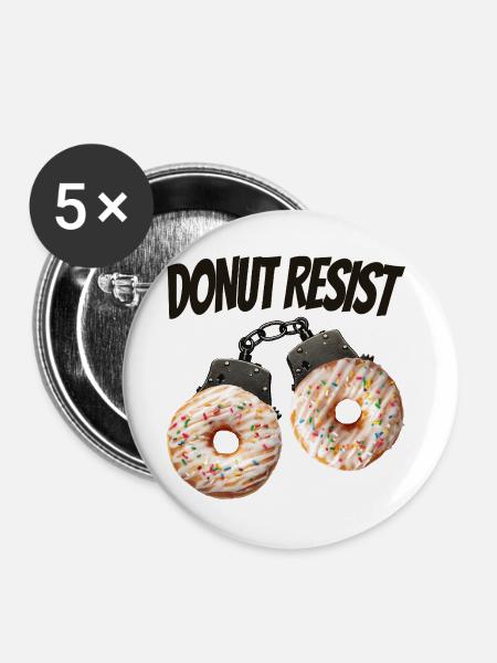 Donut Resist lustiges Donut-Shirt - Buttons groß 56 mm (5er Pack) - Weiß