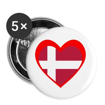 Danmark Hjerte – Kærlighed til Danmark - Buttons large 2.2''/56 mm (5-pack) - white - Front