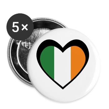 Ireland Black Heart – Love for Ireland - Buttons large 2.2''/56 mm (5-pack) - white - Front