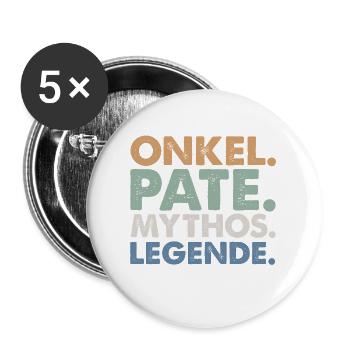 Onkel Patr Mythos & Legende T-Shirt  Lustiges Gift - Buttons groß 56 mm (5er Pack) - Weiß - Vorne