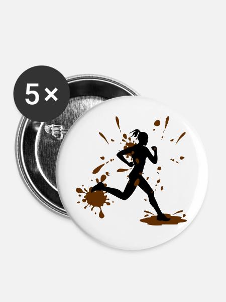 Mud Run Woman – Modder Runner Challenge - Buttons groß 56 mm (5er Pack) - Weiß