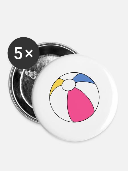 Lebendiger Strandball-Splash - Buttons groß 56 mm (5er Pack) - Weiß