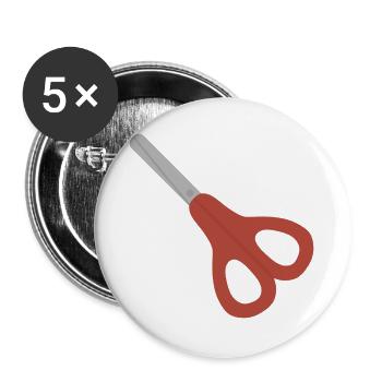 Red Scissors Icon - Buttons large 2.2''/56 mm (5-pack) - white - Front