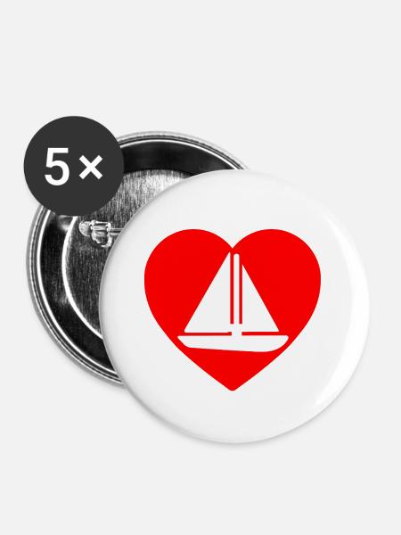 Segeln - Buttons groß 56 mm (5er Pack) - Weiß