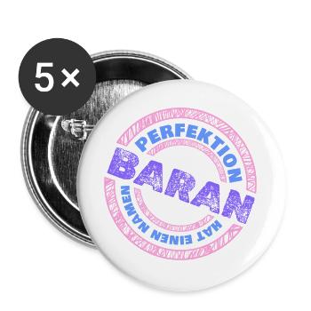 Perfekt Baran - Buttons groß 56 mm (5er Pack) - Weiß - Vorne