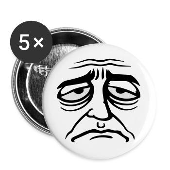 Mürrisches Trauriges Enttäuschtes Gesicht Lustig - Lot de 5 grands badges (56 mm) - blanc - Devant