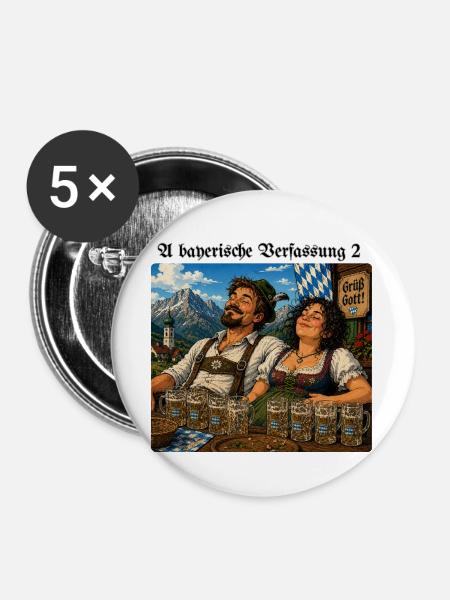 _A_bayerische_Verfassung_II - Buttons groß 56 mm (5er Pack) - Weiß