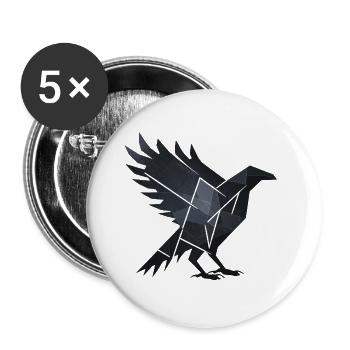 Corbeau noir - Lot de 5 grands badges (56 mm) - blanc - Devant