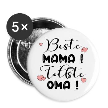 Mother's Day Grandma - Mom Heart - Buttons large 2.2''/56 mm (5-pack) - white - Front