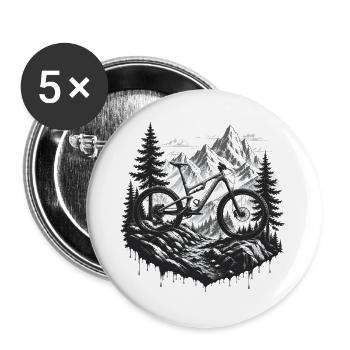 Mountain Bike MTB Downhill Mountains Nature Trail Sports - Buttons large 2.2''/56 mm (5-pack) - white - Front