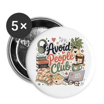 Introverted humor: Calm instead of people - Buttons large 2.2''/56 mm (5-pack) - white - Front