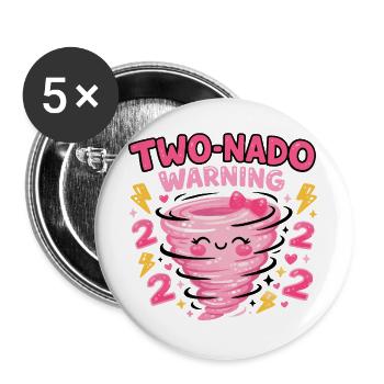 Avertissement à deux nado : 2e anniversaire design - Lot de 5 grands badges (56 mm) - blanc - Devant