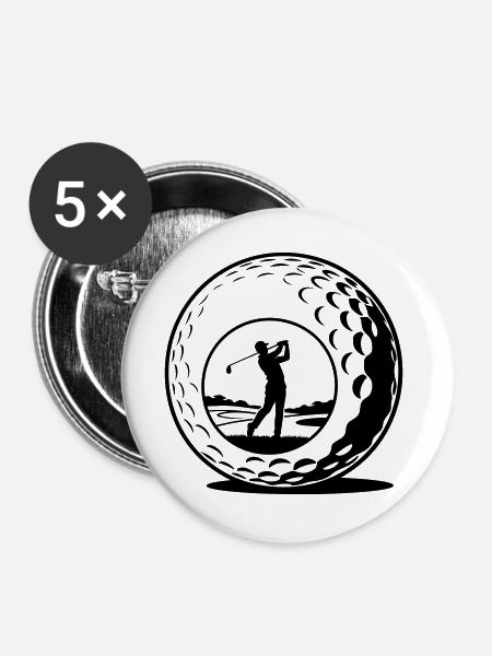 Golfball - Buttons groß 56 mm (5er Pack) - Weiß