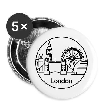 London - Buttons groß 56 mm (5er Pack) - Weiß - Vorne