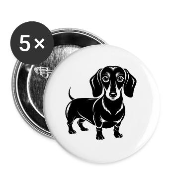 Dachshund Dog - Buttons large 2.2''/56 mm (5-pack) - white - Front