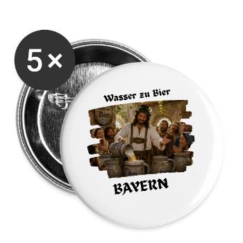 Wasser_zu_Bier - Buttons groß 56 mm (5er Pack) - Weiß - Vorne